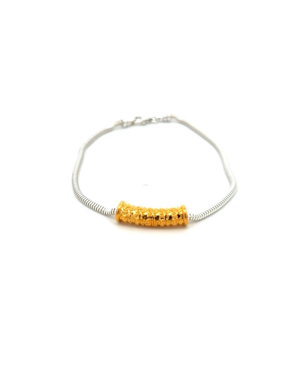 925 Sterling Silver Add-a-Bead Chain with 18k Solid Gold Tube Accent, Customize - Picture 3 of 9
